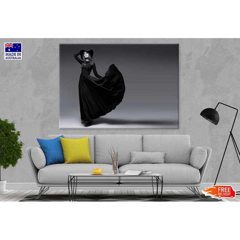 Black Medieval Dress Girl B&W View Photograph Print 100% Australian Made