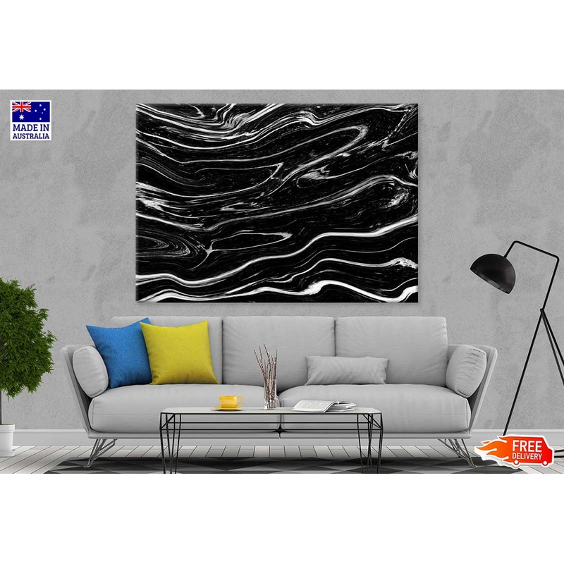 Black & White Wave Abstract Design Print 100% Australian Made