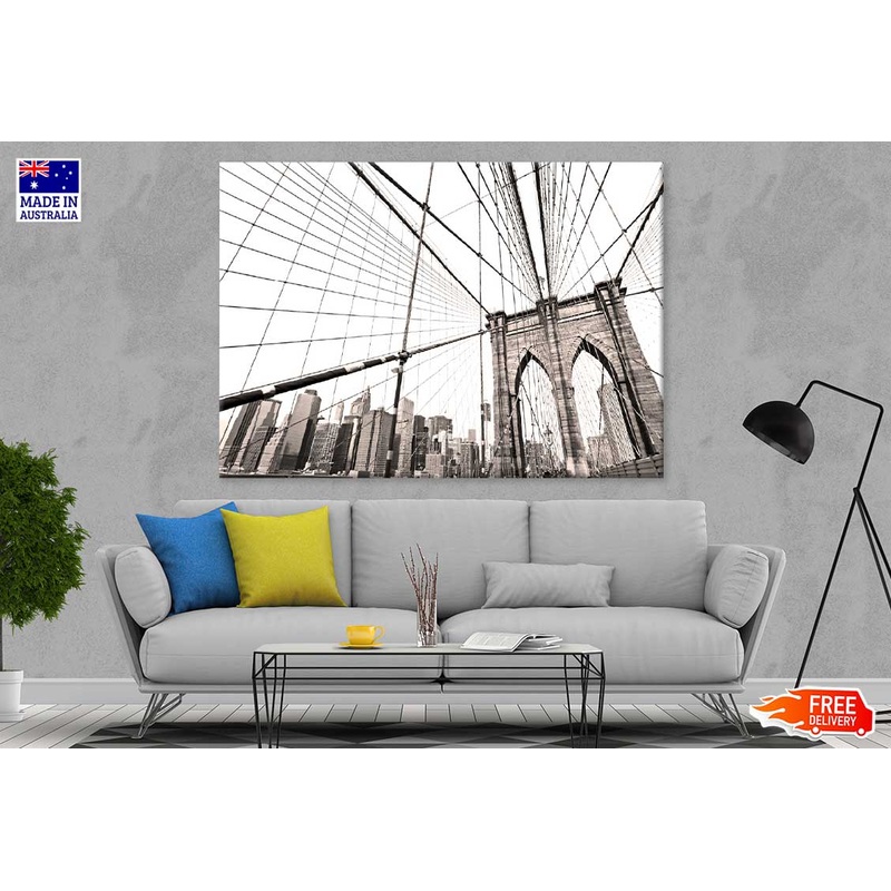 Brooklyan Bridge View B&W Photograph Print 100% Australian Made