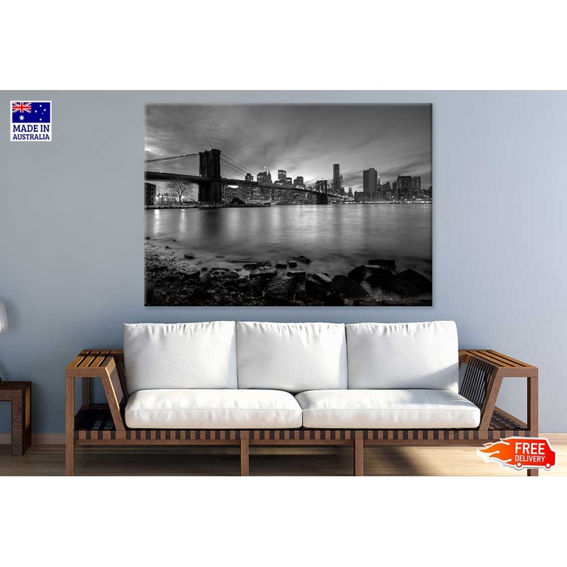 Brooklyn Bridge & New York City B&W View Photograph Print 100% Australian Made