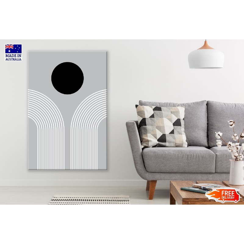 Circle Shape Line Art B&W Abstract Design Print 100% Australian Made