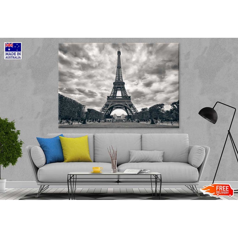 Eiffel Tower View in Paris B&W Photograph Print 100% Australian Made