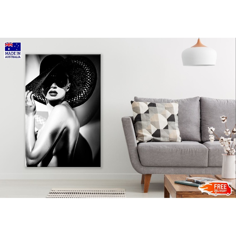 Fashion Lady with Hat B&W Photograph Print 100% Australian Made