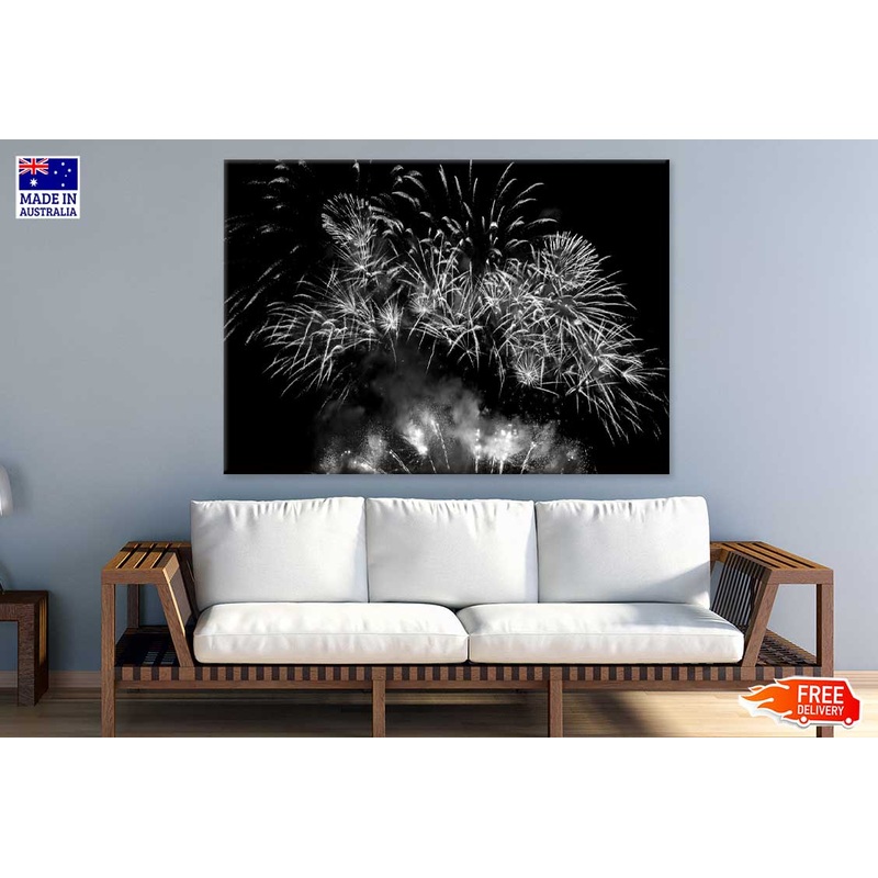 Fireworks on Sky B&W Photograph Print 100% Australian Made