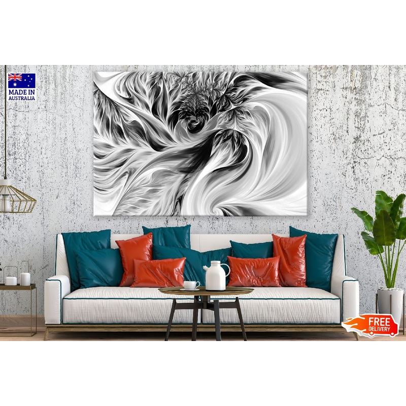 Flowers and Spirals B&W Abstract Design Print 100% Australian Made