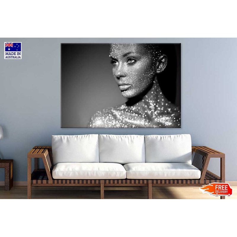 Girl with Bright Lights B&W View Photograph Print 100% Australian Made