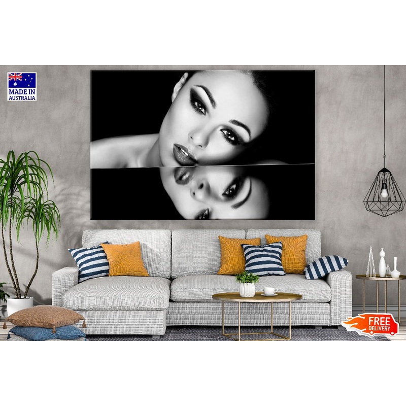 Girl with Makeup and Reflection B&W Photograph Print 100% Australian Made