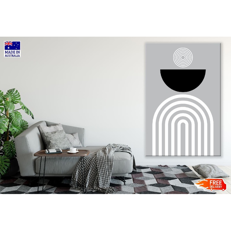 Half Circle Line Art B&W Abstract Design Print 100% Australian Made