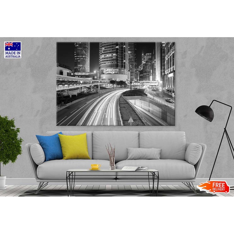 Hong Kong City Road B&W View Photograph Print 100% Australian Made