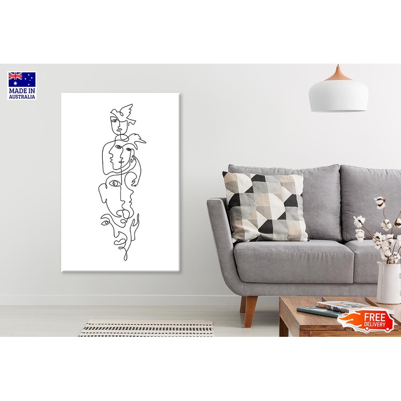 Human Faces Line Art Design Print 100% Australian Made