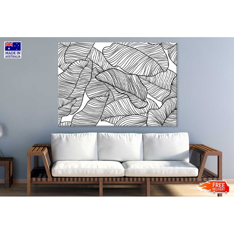 Leaves Vector Pattern B&W View Photograph Print 100% Australian Made