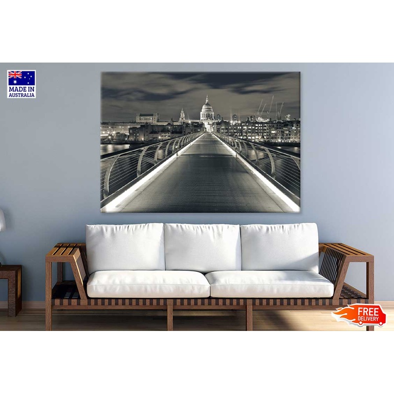 Millennium Bridge Night View B&W Photograph Print 100% Australian Made