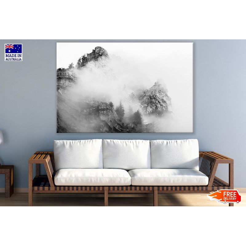 Mountain Fog B&W Photograph Print 100% Australian Made