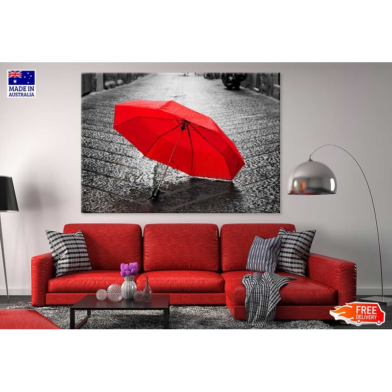Red Umbrella B&W View Photograph Print 100% Australian Made