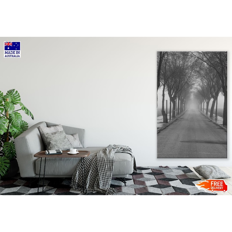 Road Covered With Trees B&W Photograph Print 100% Australian Made
