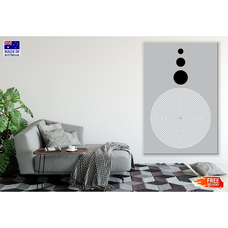 Small Circle Shapes Line Art B&W Abstract Design Print 100% Australian Made