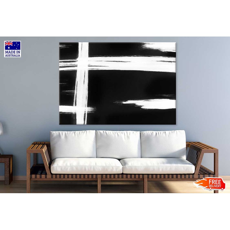 White Cross Line B&W Abstract Design Print 100% Australian Made