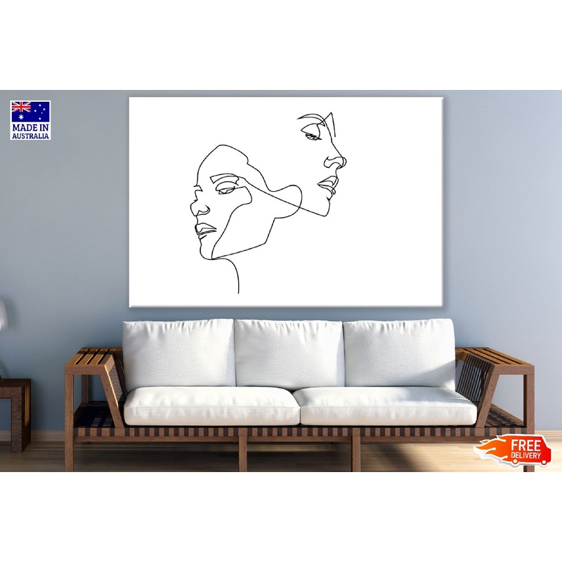 Woamn Faces and Hairstyle B&W Line Art Design Print 100% Australian Made