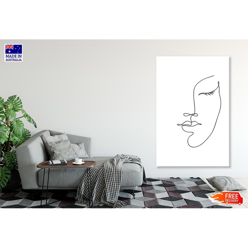 Woman Face B&W Line Art Print 100% Australian Made