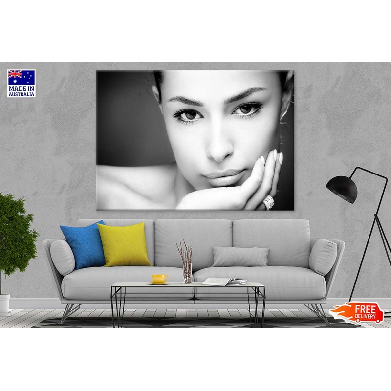 Woman Face Beauty View B&W Photograph Print 100% Australian Made