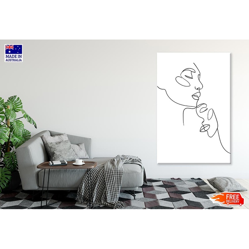 Woman Faces Line Art Design Print 100% Australian Made