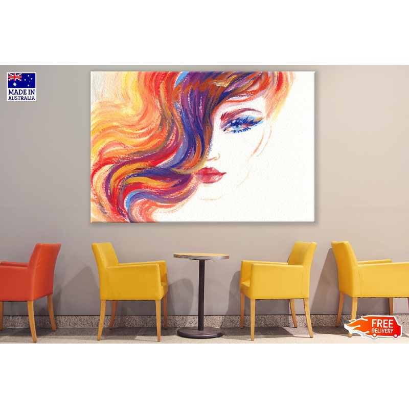 Woman with Colorful Hair Fashion Watercolor Painting Print 100% Australian Made