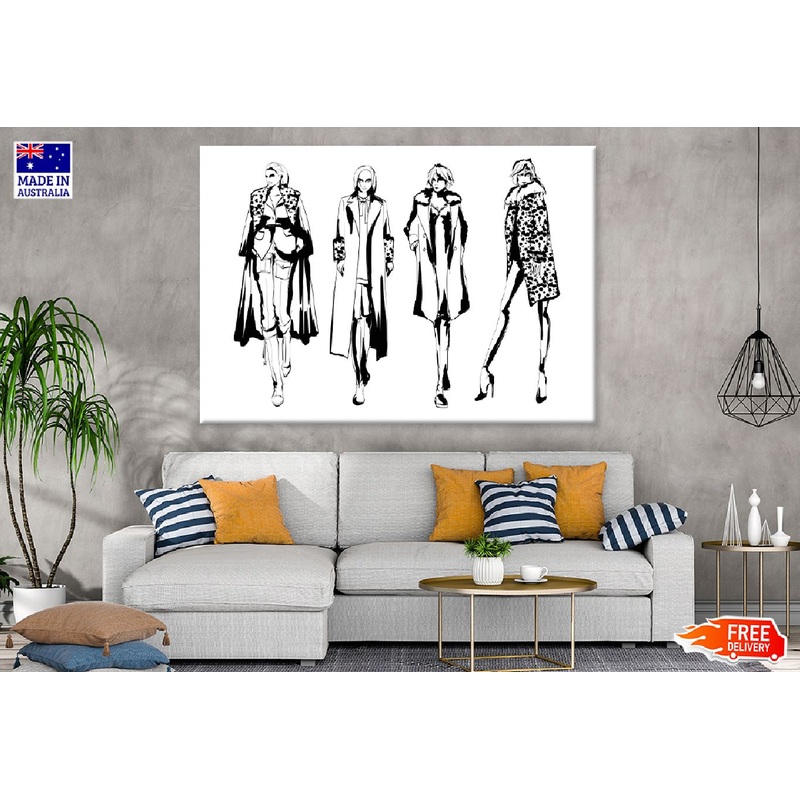 Women Modern Style B&W Vector Art Print 100% Australian Made