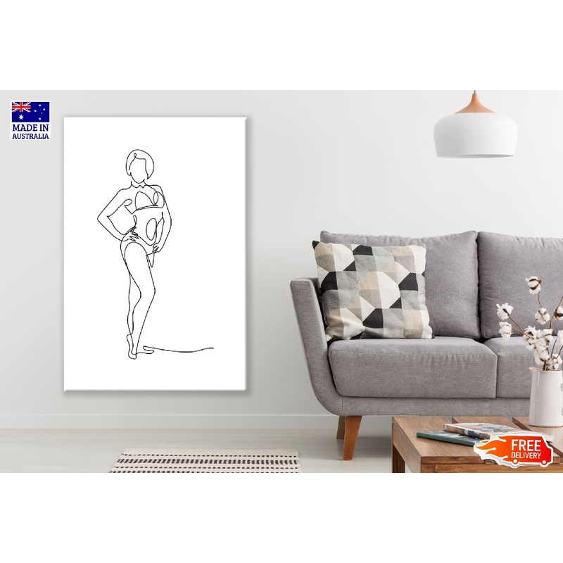 Women Pose B&W Line Art Design Print 100% Australian Made