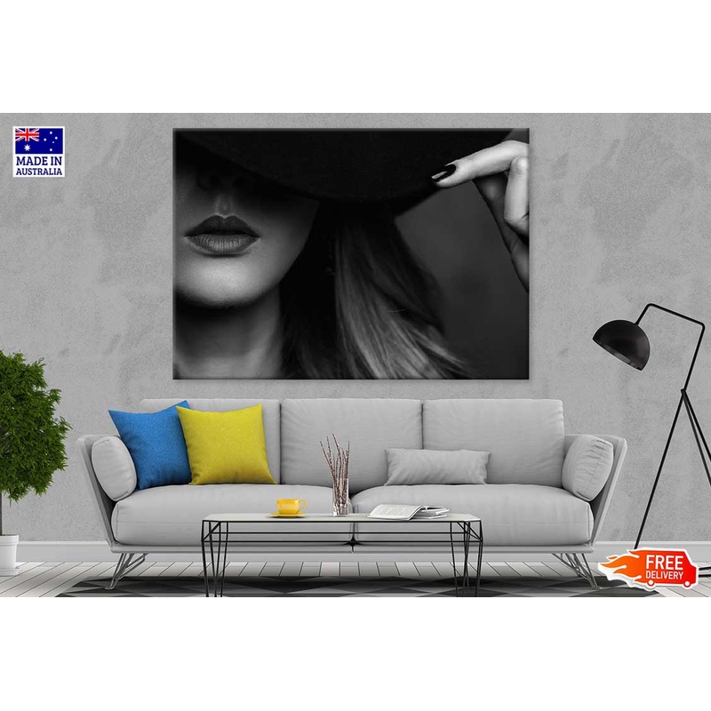 Young Girl Face & Hat B&W View Photograph Print 100% Australian Made