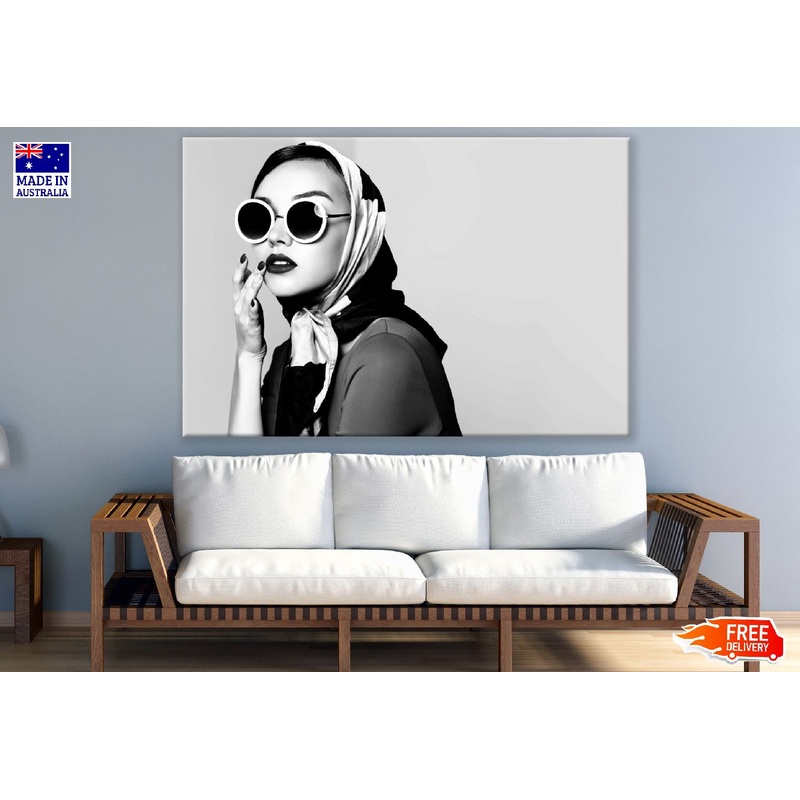 Young Woman with Scarf B&W Retro Style Photograph Print 100% Australian Made