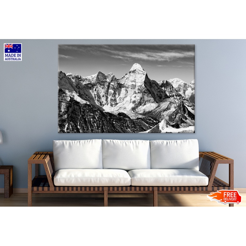 B&W Rock Mountaon & Sky View Photograph Print 100% Australian Made
