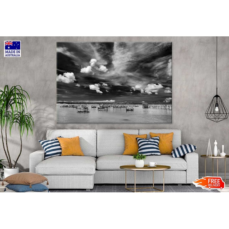 Benoa Harbour B&W Photograph Print 100% Australian Made