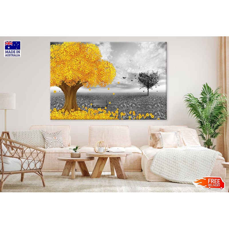 Golden Coins Tree & B&W Background Photograph Print 100% Australian Made