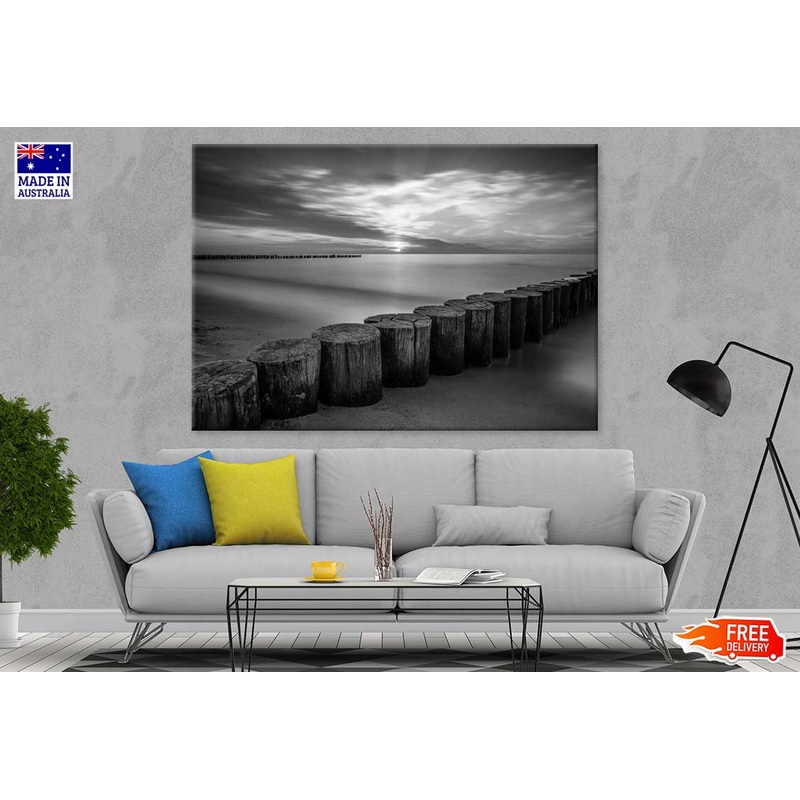 Horizon Beach B&W View Photograph Print 100% Australian Made