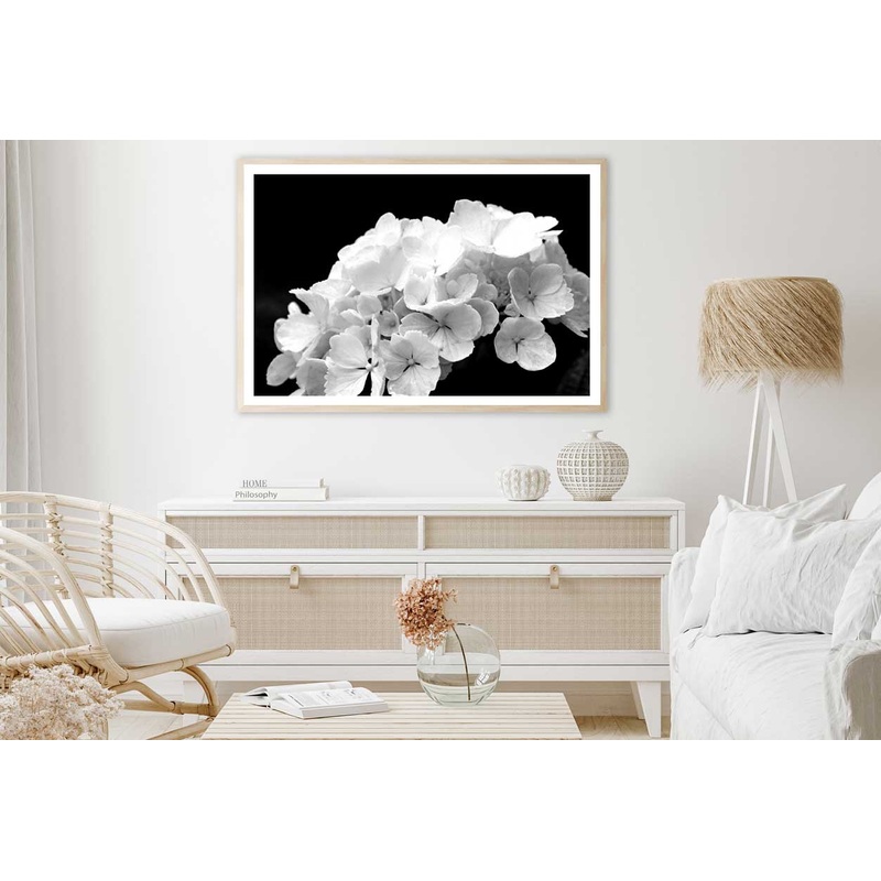 Hydrangea Flowers B&W View Photograph Home Decor Premium Quality Poster Print Choose Your Sizes