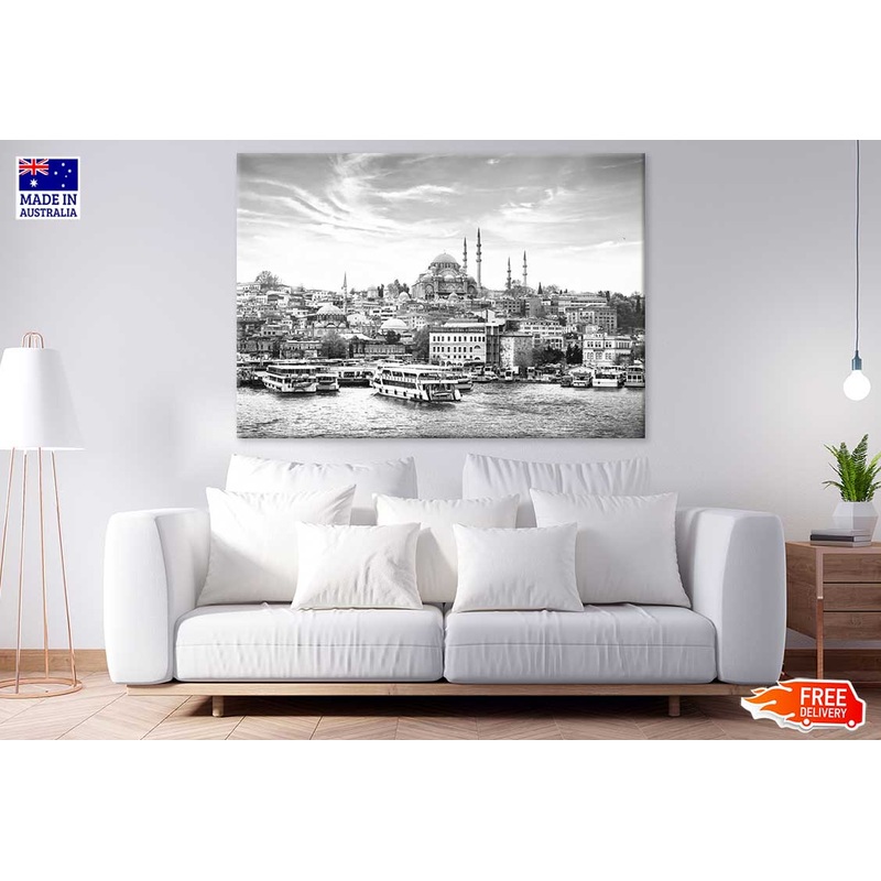 Istanbul City in Turkey B&W Photograph Print 100% Australian Made