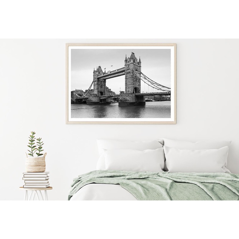 London Bridge & Lake B&W View Home Decor Premium Quality Poster Print Choose Your Sizes