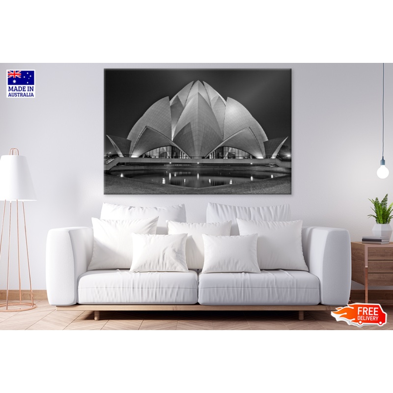 Loutus Temple In India B&W Phototgraph View Print 100% Australian Made