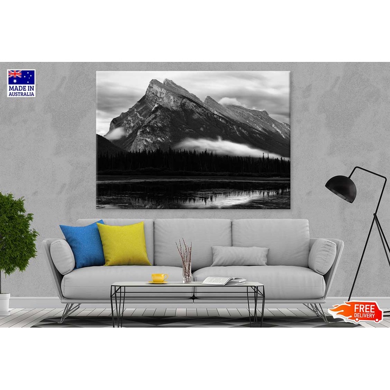 Mountain & Lake View B&W Photograph Print 100% Australian Made