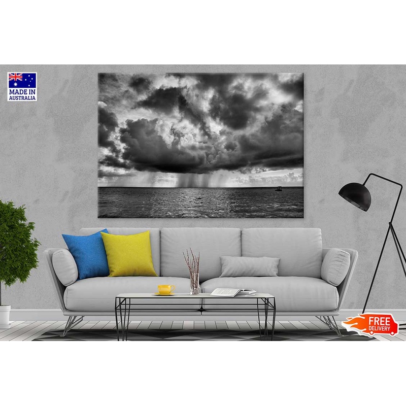 Ocean with Dark Clouds B&W View Photograph Print 100% Australian Made