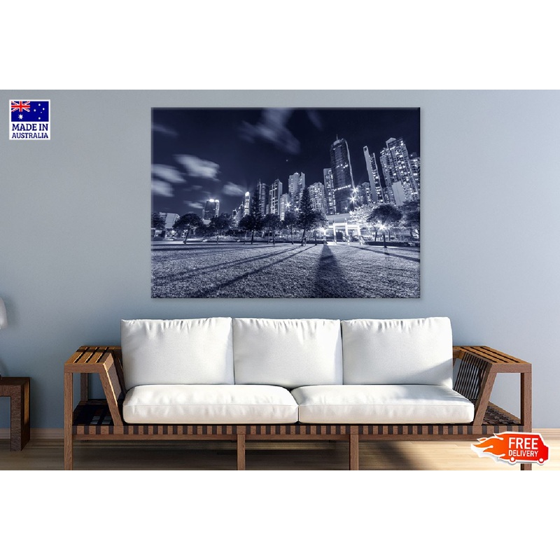 Park in Hong Kong City Night B&W Photograph Print 100% Australian Made