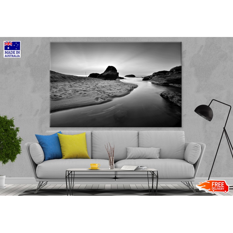 Sea Shore & Sky View B&W Photograph Print 100% Australian Made