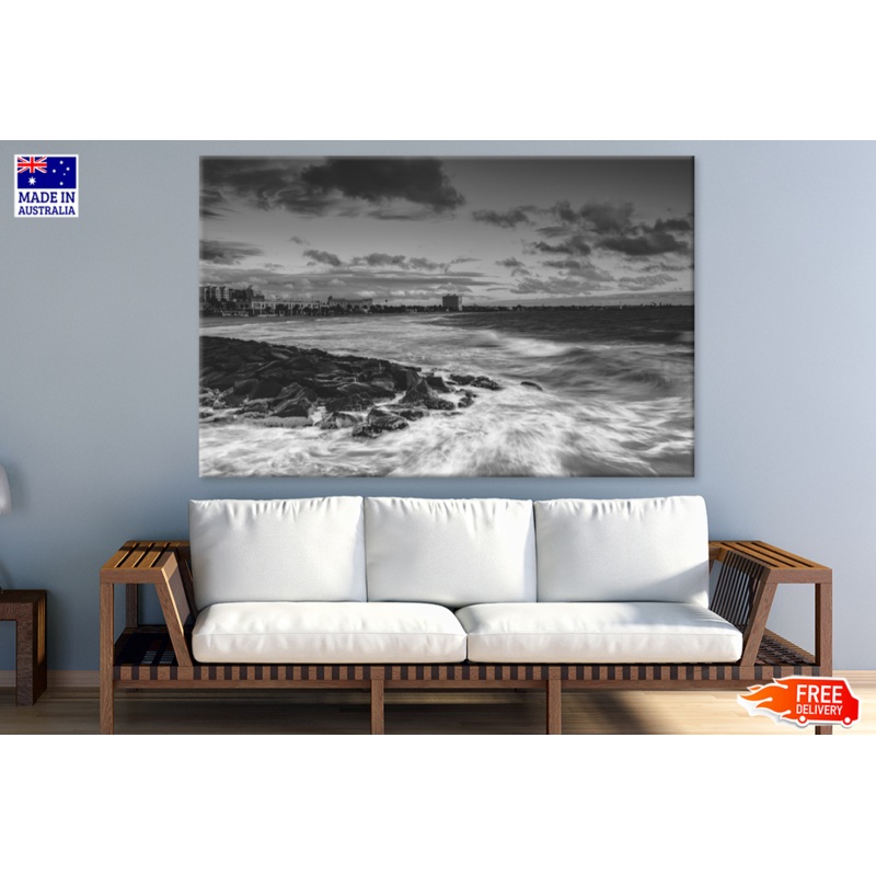 Sea Wave & Sky View B&W Photograph Print 100% Australian Made