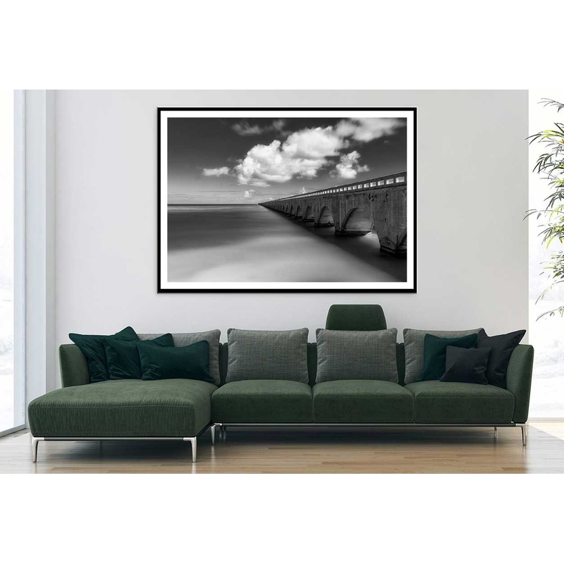 Seven Mile Bridge Florida B&W View Photograph Home Decor Premium Quality Poster Print Choose Your Sizes