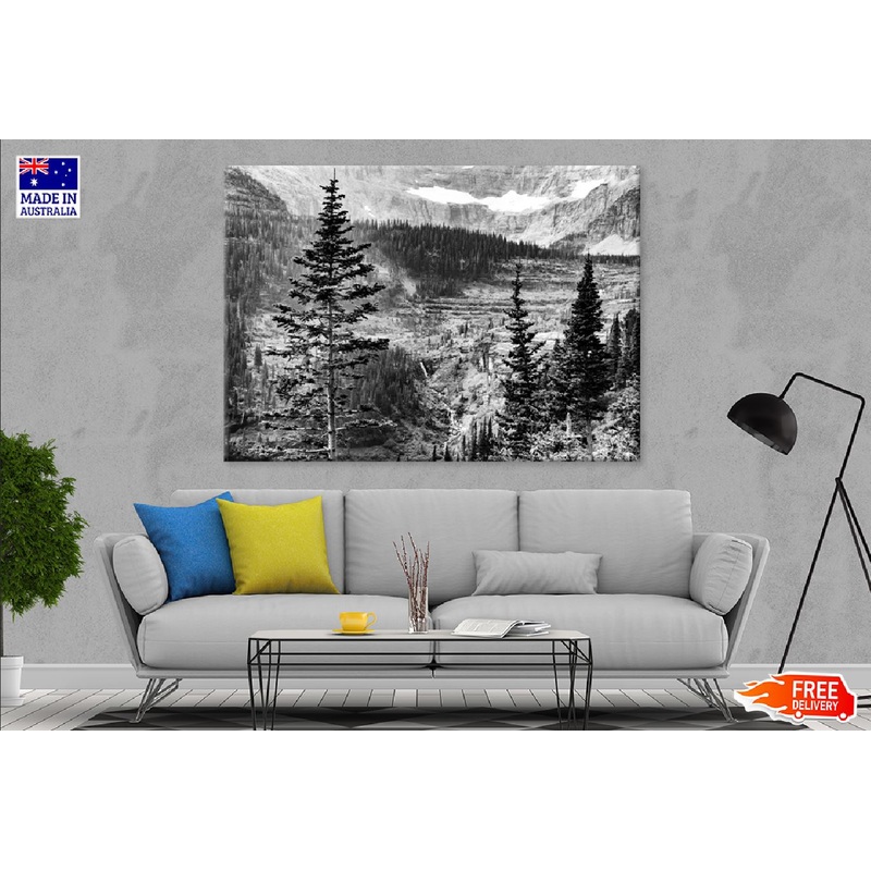 Snow Covered Forest & Trees B&W Photograph Print 100% Australian Made