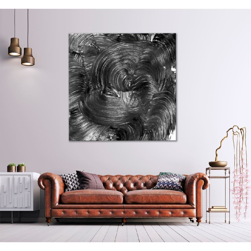 Square Canvas Abstract Acrylic B&W Painting Art High Quality Print 100% Australian Made