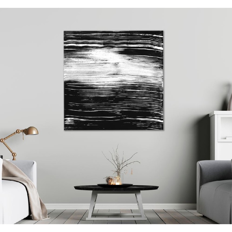 Square Canvas Abstract Vertical B&W Painting High Quality Print 100% Australian Made