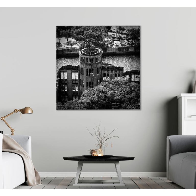 Square Canvas Atomic Bomb Dome B&W View High Quality Print 100% Australian Made