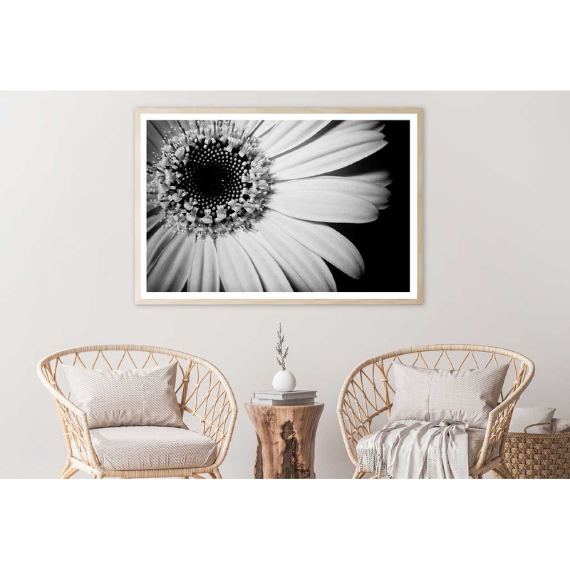 Sunflower Closeup B&W View Photograph Home Decor Premium Quality Poster Print Choose Your Sizes