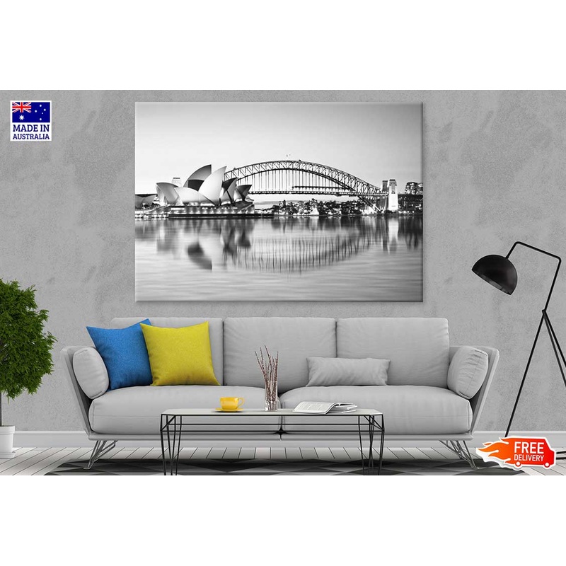 Sydney Opera House and Harbour Bridge B&W Photograph Print 100% Australian Made
